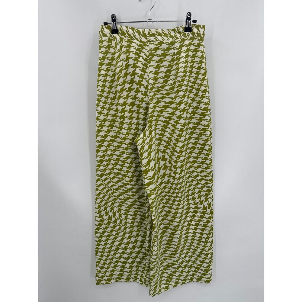 Urban Outfitters Wide Leg Palazzo Green Satin Geometric Pants Size Medium NWT - Picture 6 of 8